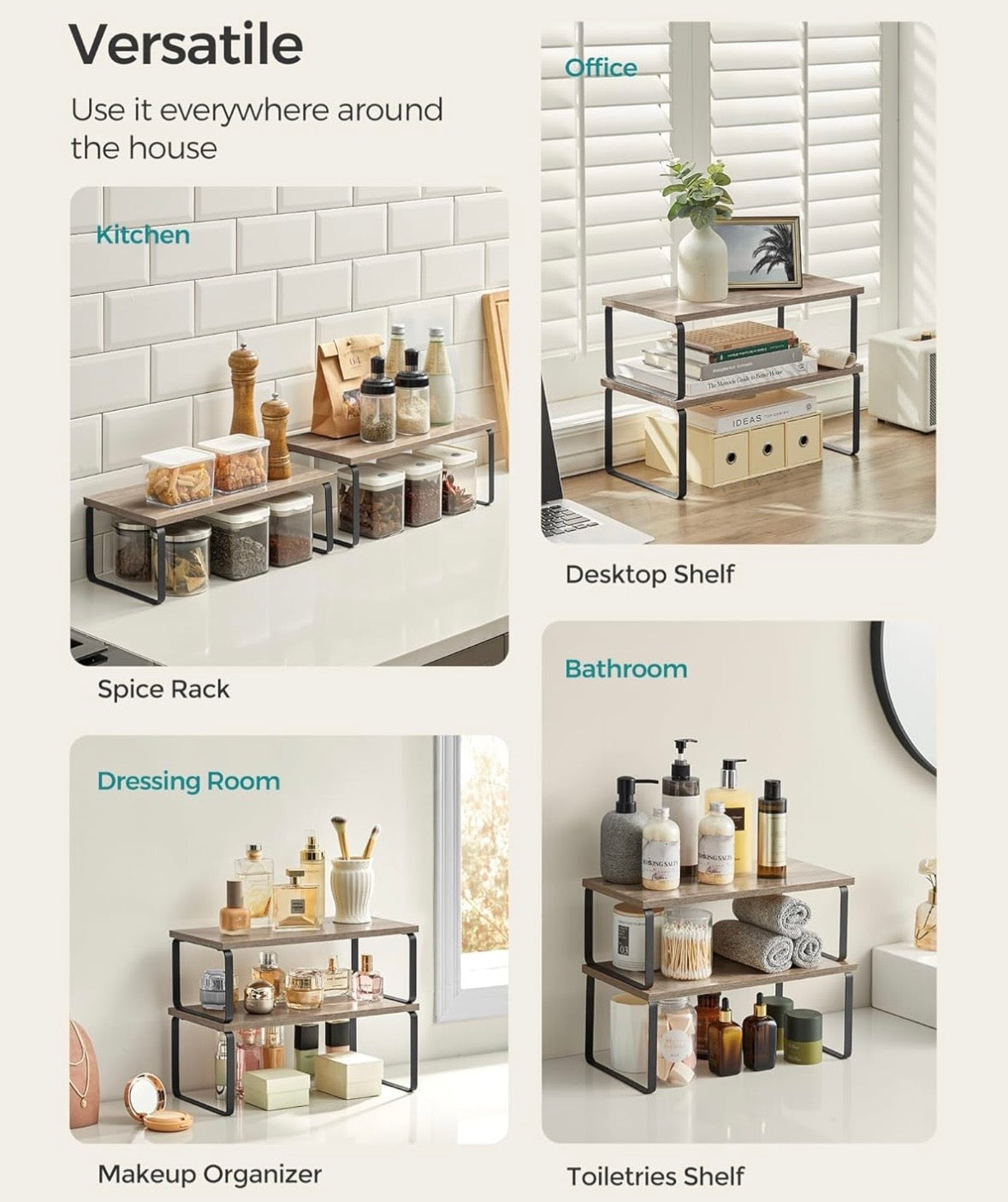 4-Piece Expandable Cabinet & Countertop Organizer Shelf Set