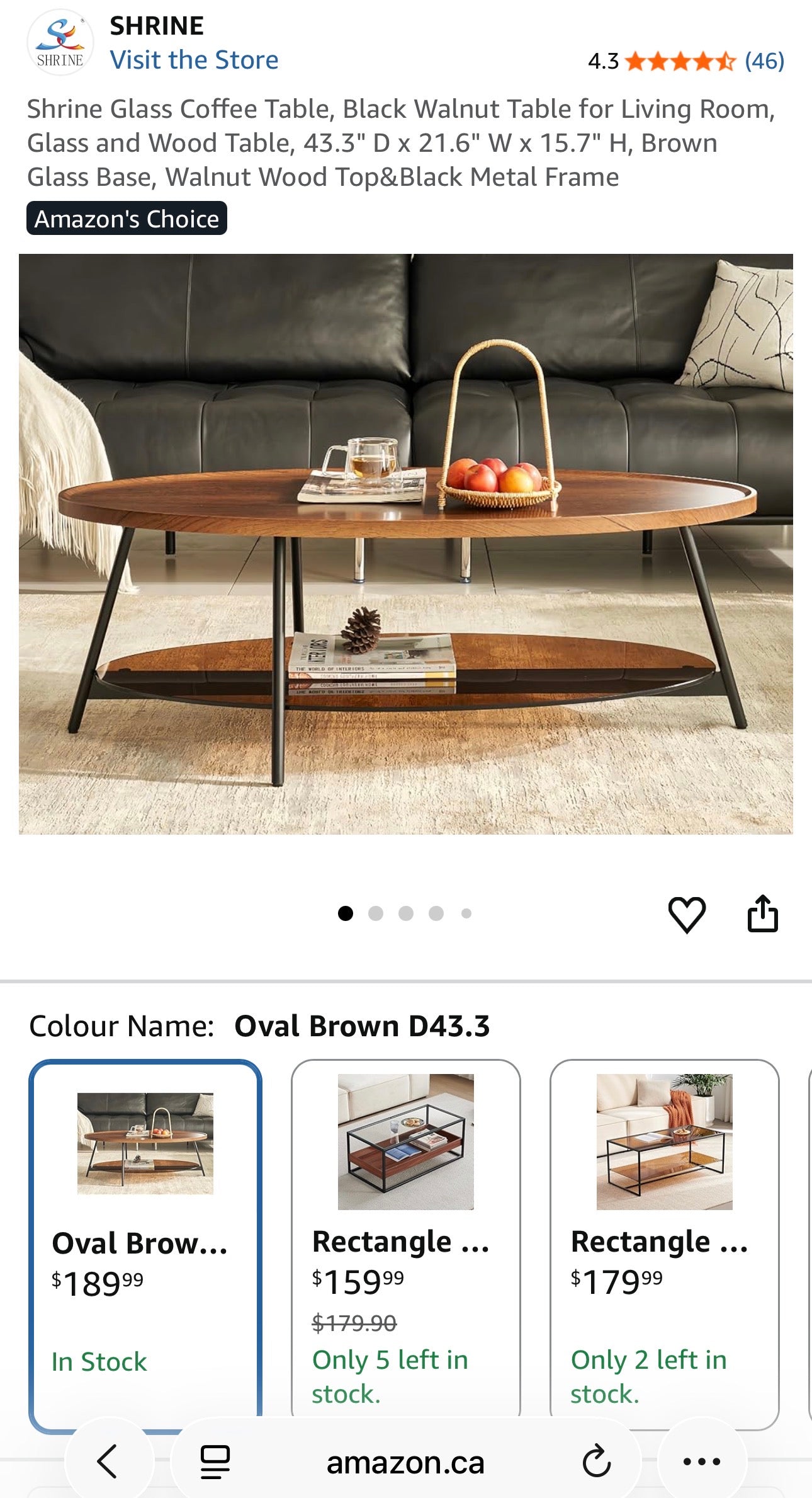 SHRINE Modern Oval Coffee Table