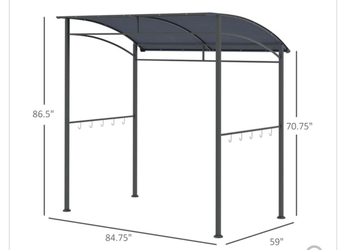 Outsunny Grill Gazebo Shelter – Curved Canopy | Steel Frame | UV & Water-Resistant | Dark Grey