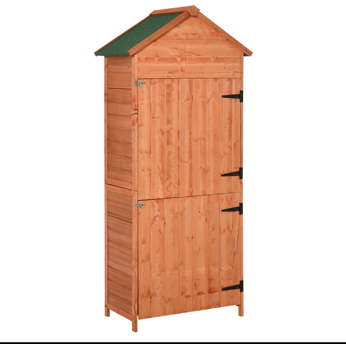 Outsunny Wooden Outdoor Storage Shed – 3 Shelves | Waterproof Fir Wood | Lockable Double Doors | Natural Finish