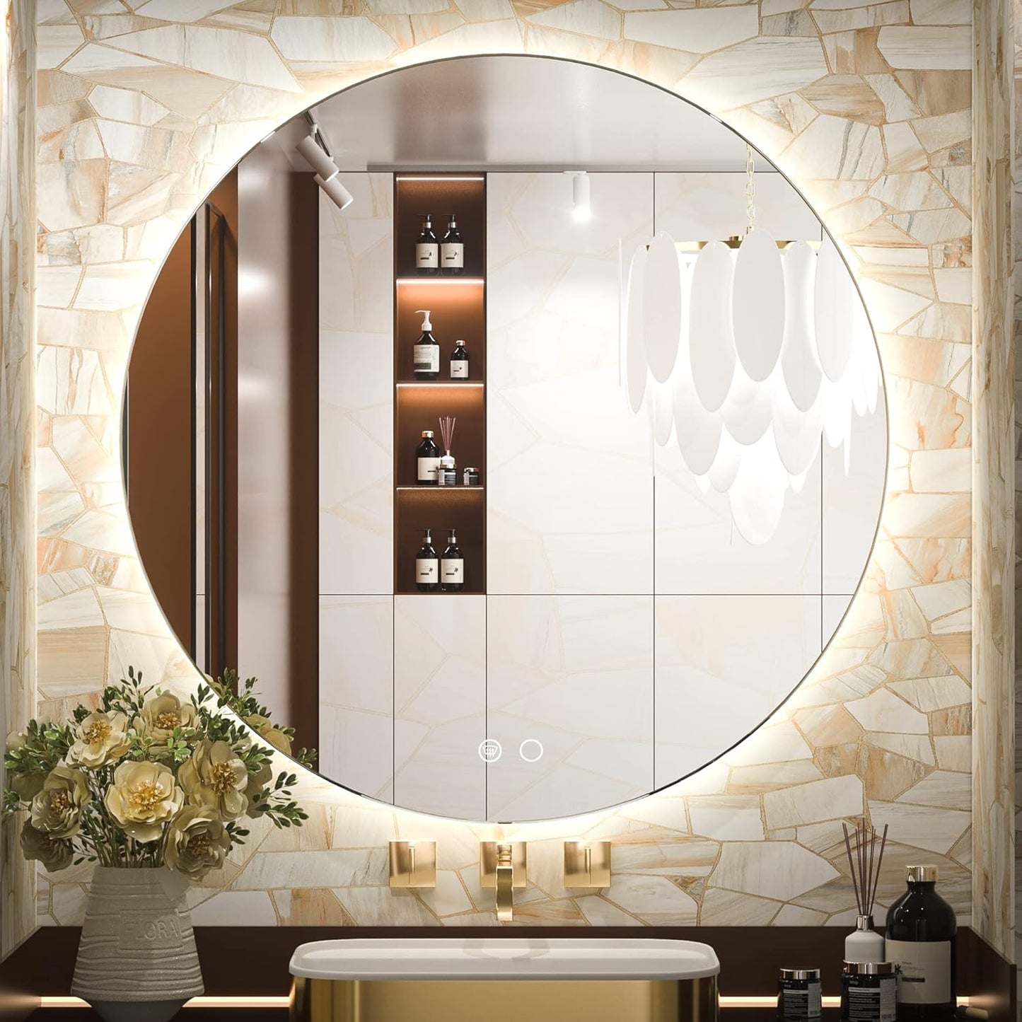 Keonjinn 32” Round LED Bathroom Mirror