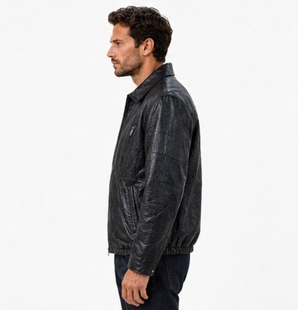 Men’s Patchwork Leather Bomber Jacket