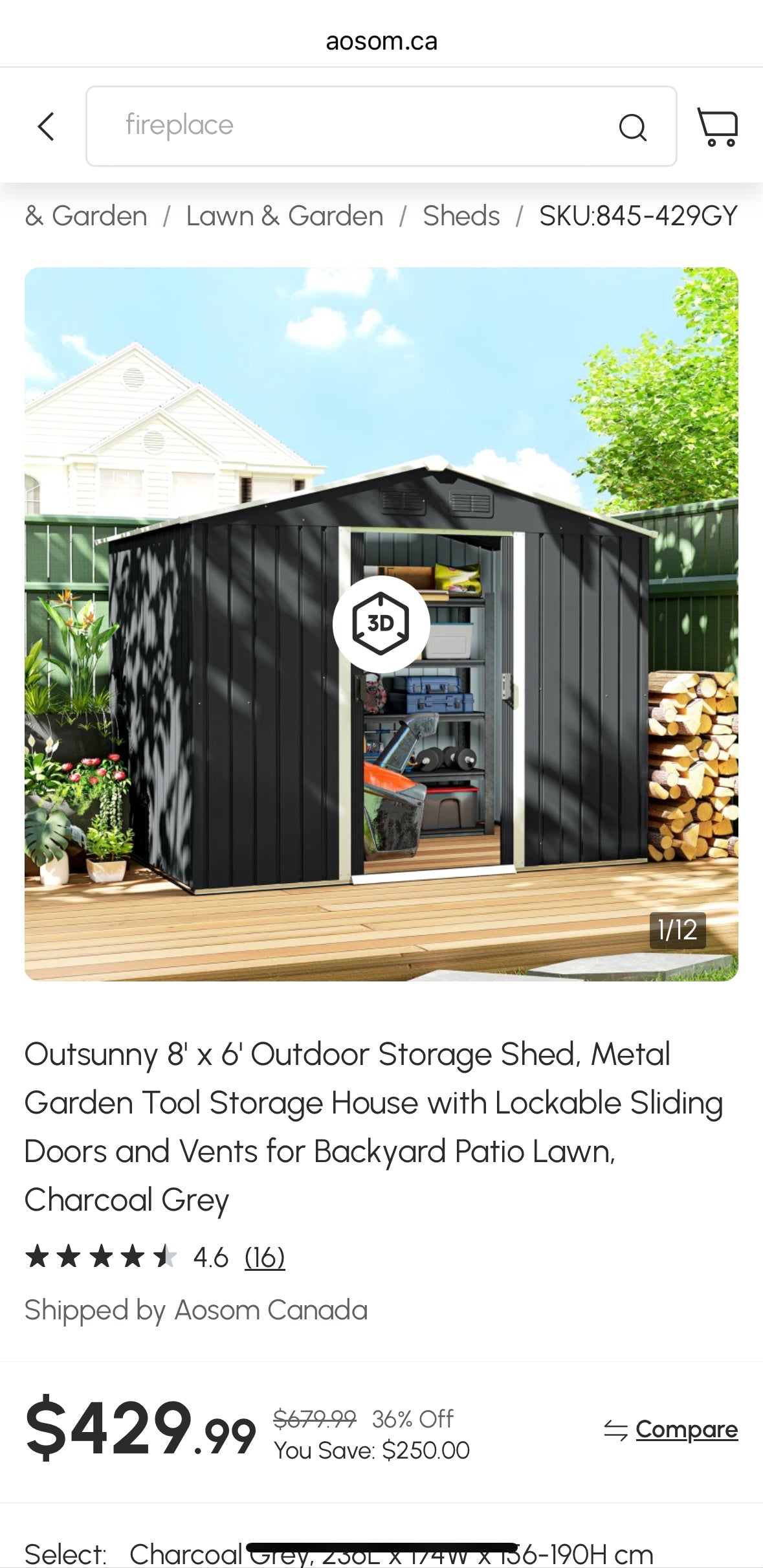 Outsunny 8×6 ft Metal Garden Storage Shed – Waterproof Steel Outdoor Tool Shed with Sliding Doors & Vents