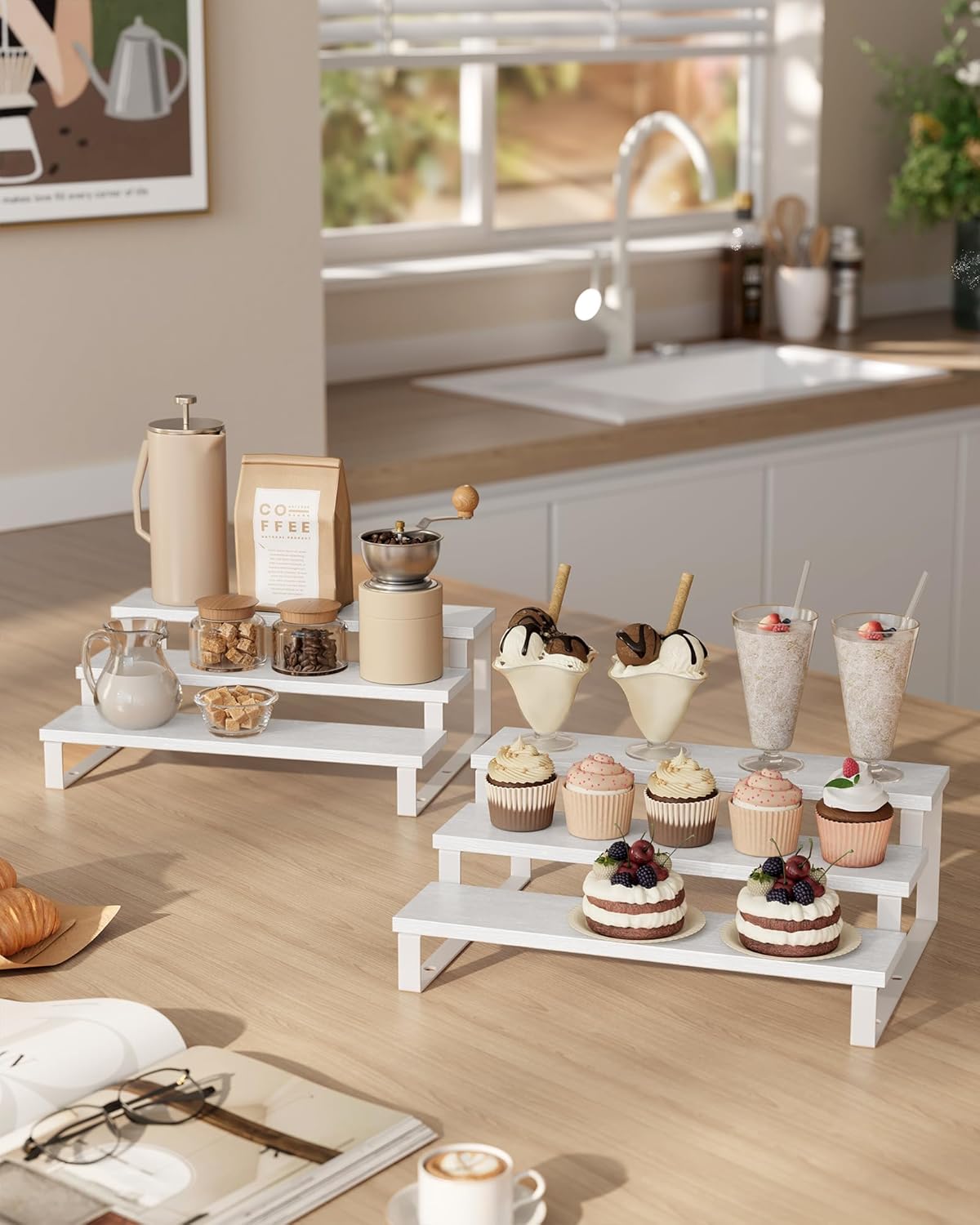 SONGMICS 3-Tier Spice Rack Organizer – Snow White + Cloud White