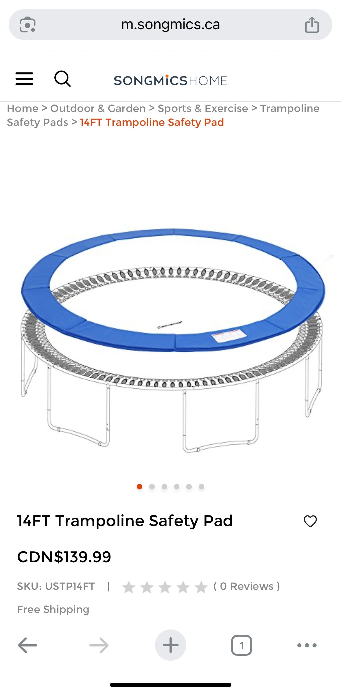 14FT Trampoline Replacement Safety Pad — Heavy-Duty UV & Water-Resistant Cover (Blue)