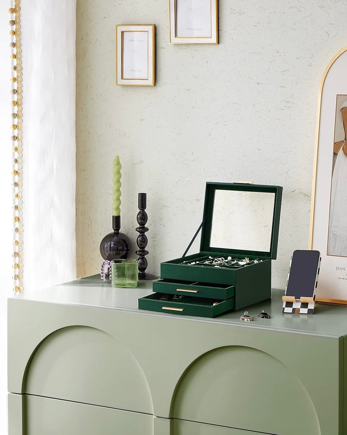 SONGMICS 3-Layer Jewelry Box with Glass Lid