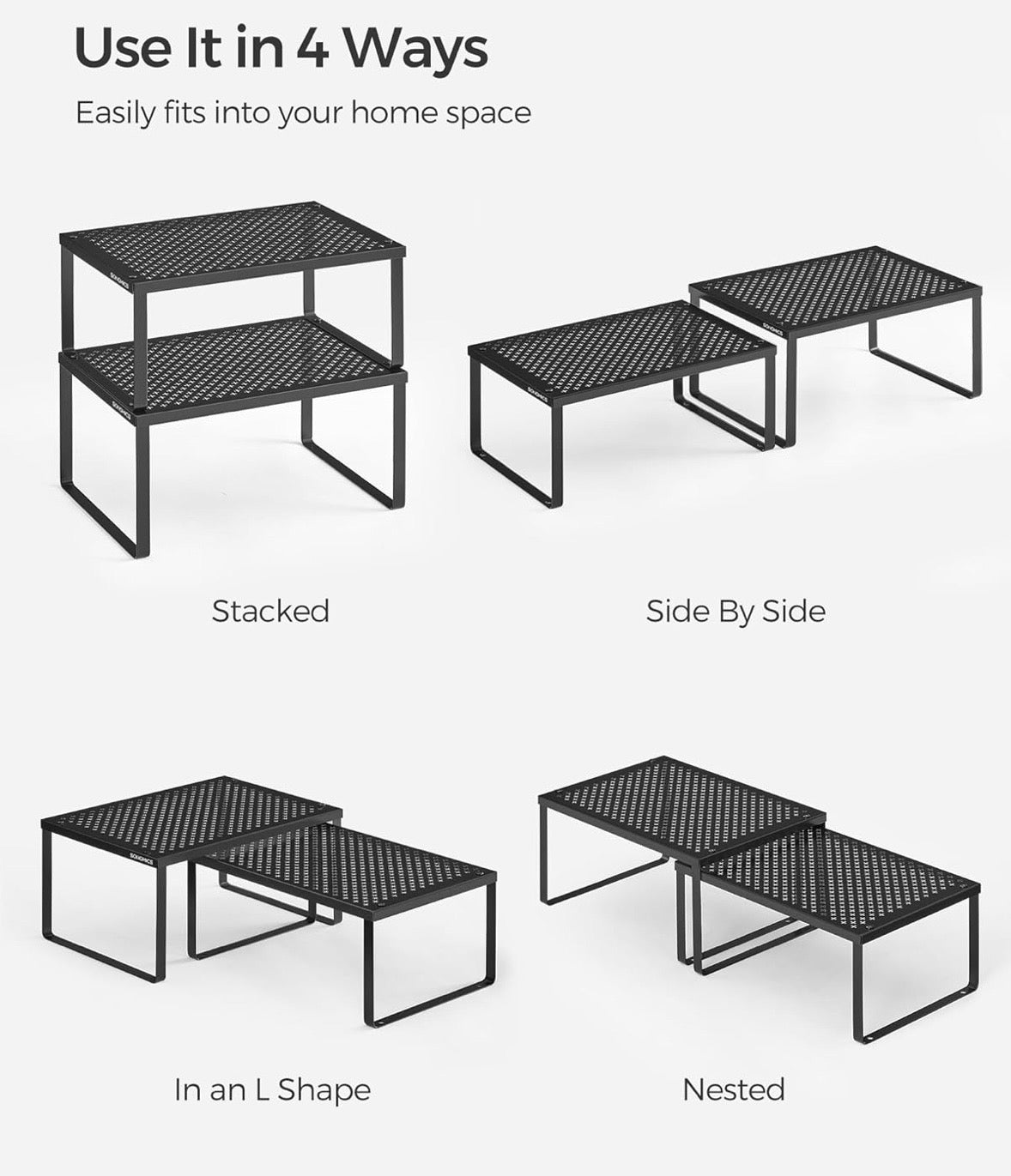 2-Tier Metal Cabinet Shelf Organizers