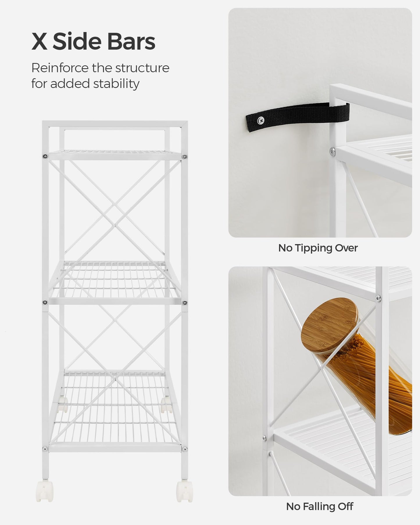 3-Tier All-Metal Rolling Storage Rack