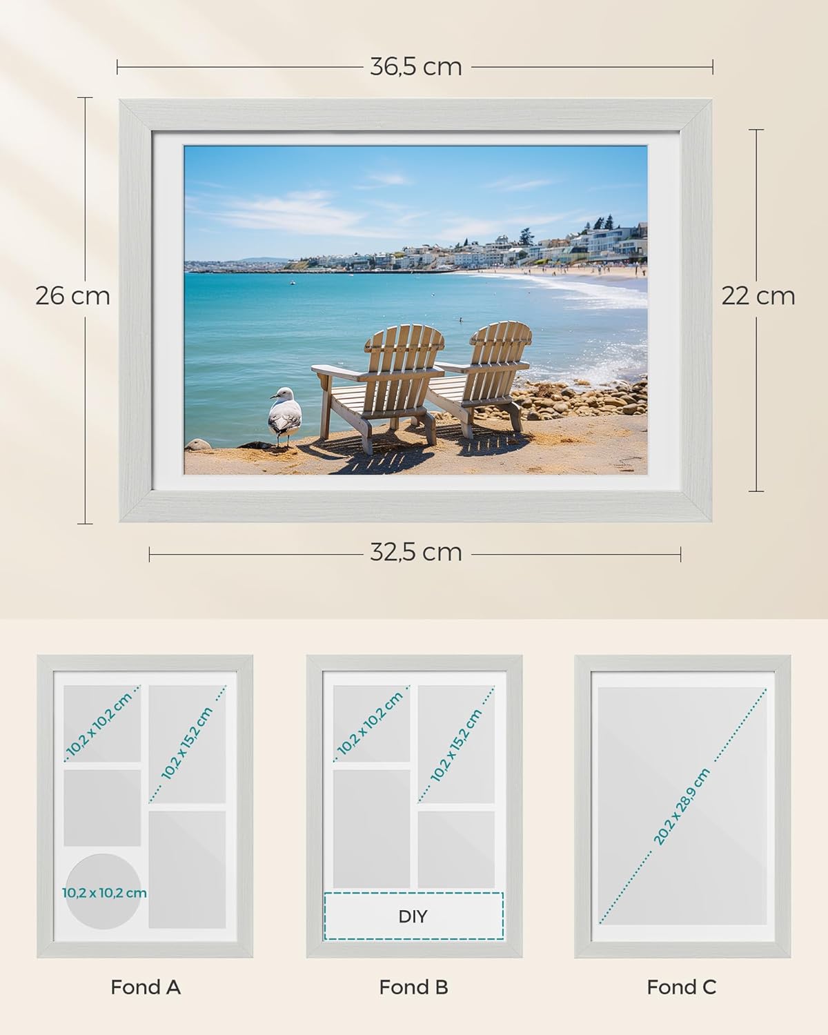 SONGMICS Collage Picture Frame – Rustic White