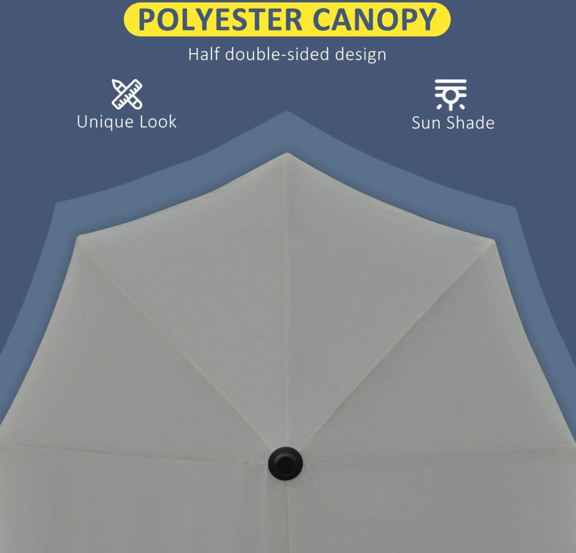 Outsunny Half Patio Umbrella — Wall-Mounted Design with Double-Sided Canopy & Crank Handle (Dark Grey)