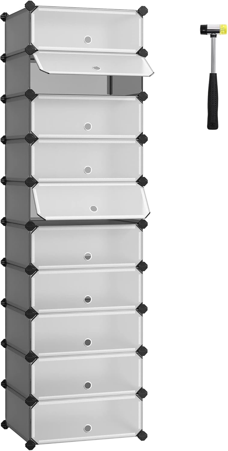 SONGMICS 10-Cube Modular Shoe Rack – Grey