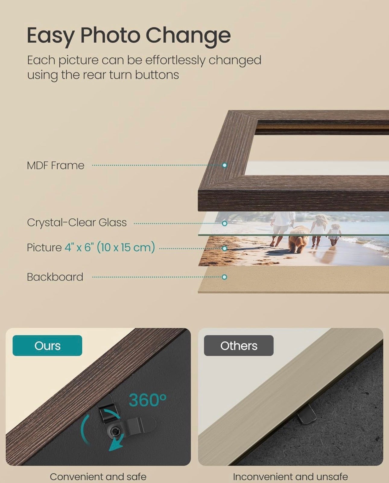 SONGMICS 12-Piece Mixed-Tone Photo Frame Set (4 × 6 in)