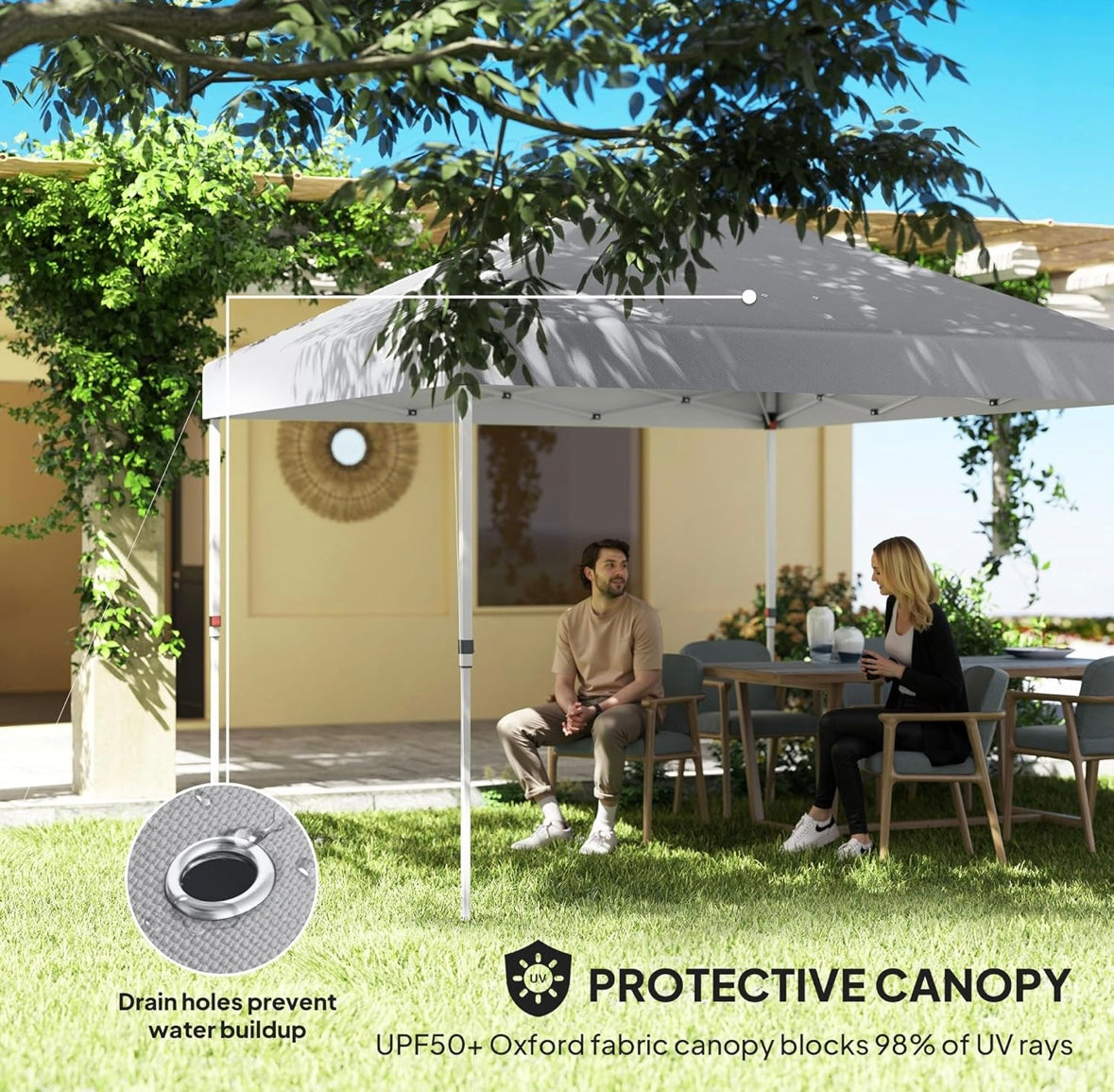 Outsunny 10×10 ft Pop-Up Gazebo Tent — Adjustable Height, UV-Resistant Canopy with Storage Sidewall (Light Grey)