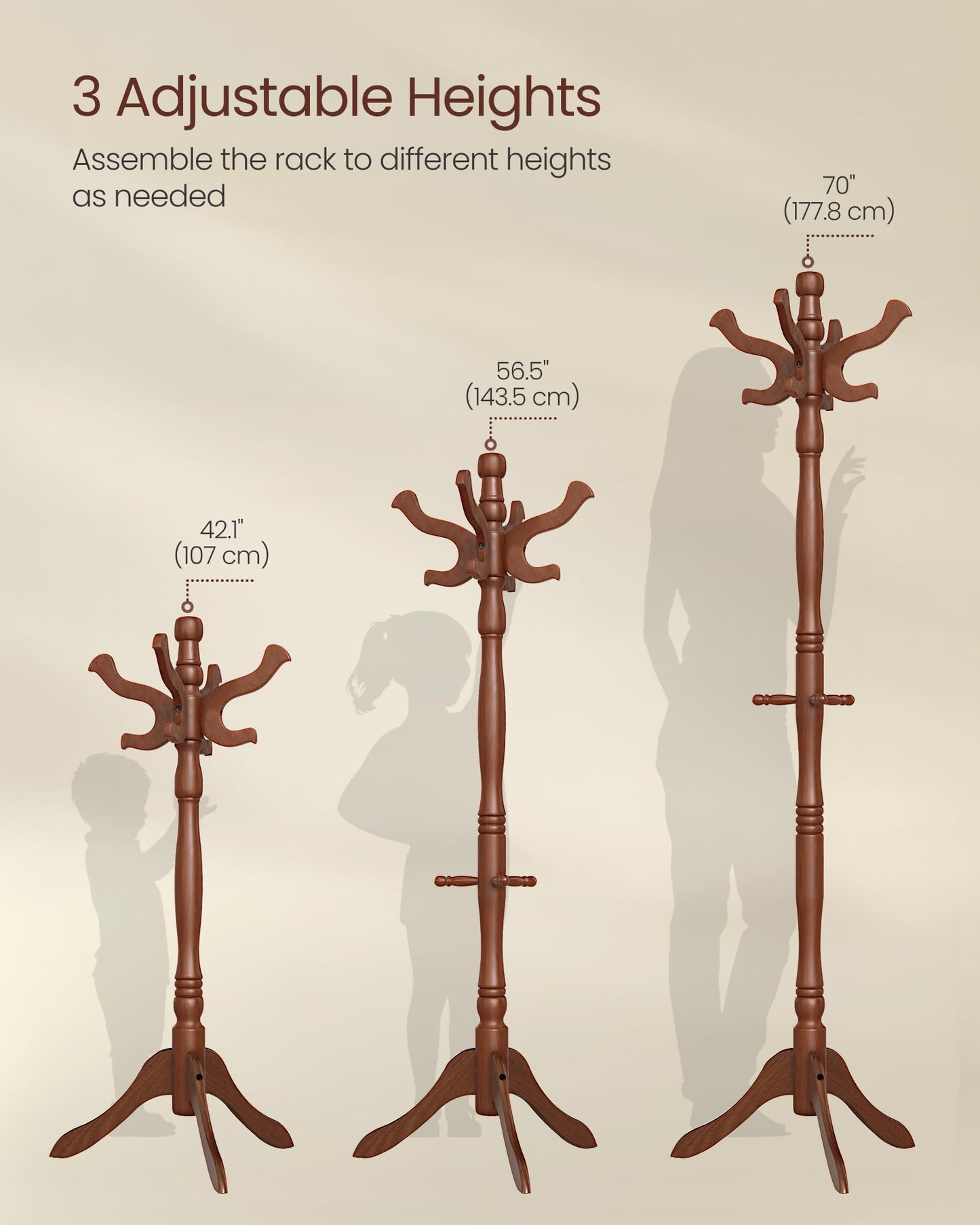 VASAGLE Solid Wood Coat Rack