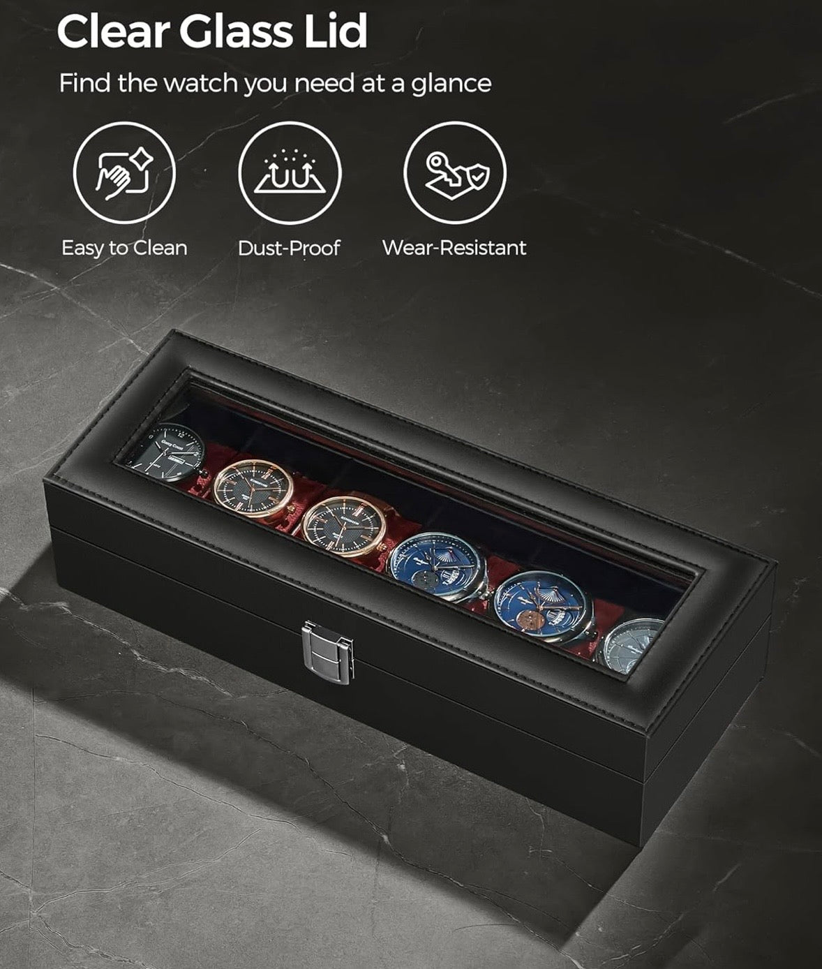 SONGMICS 6-Slot Watch Box Organizer