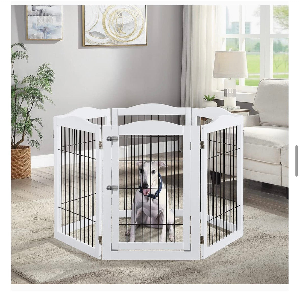 Extra-Wide 6-Panel Freestanding Pet Gate & Playpen