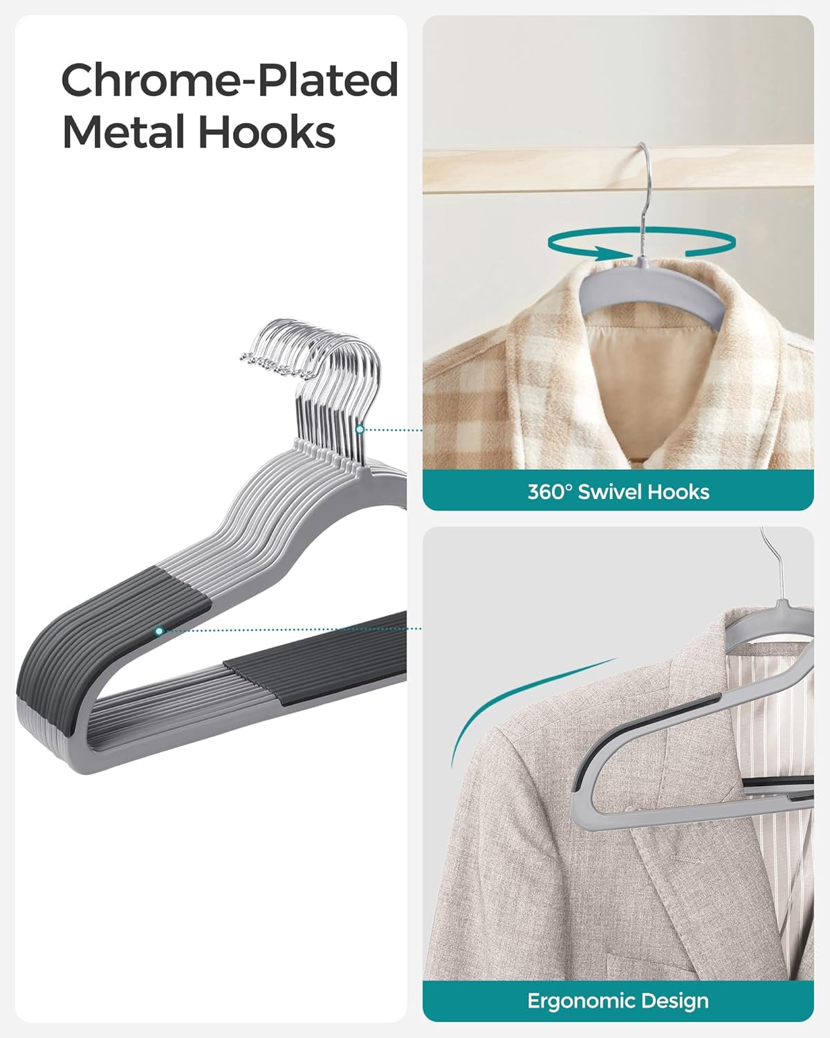 SONGMICS Non-Slip Slim Hangers – 50 Pack