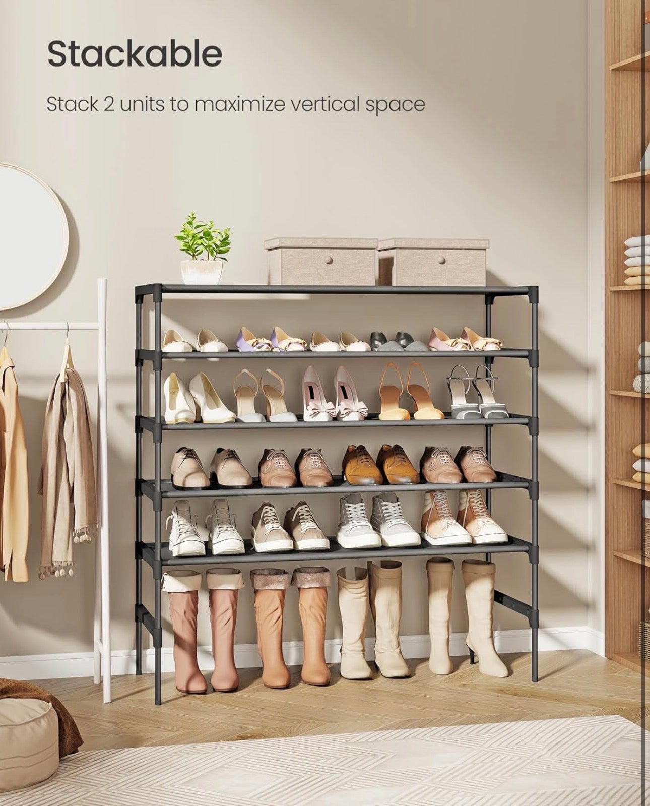 SONGMICS 3-Tier Shoe Rack Organizer