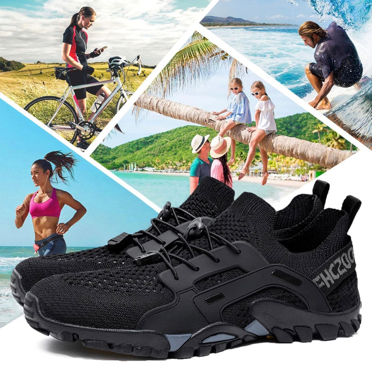 SOBASO All-Black Water Shoes