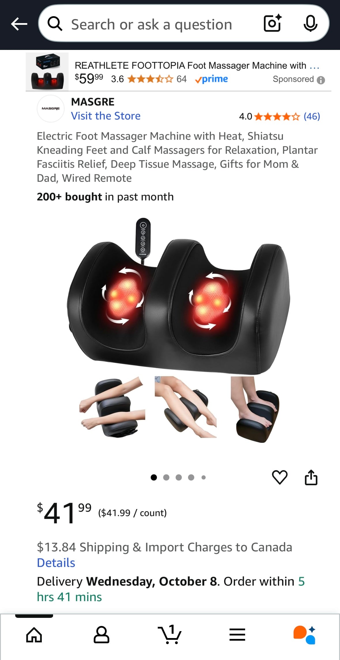 MASGRE Heated Shiatsu Foot Massager – 40% Off Amazon Price!