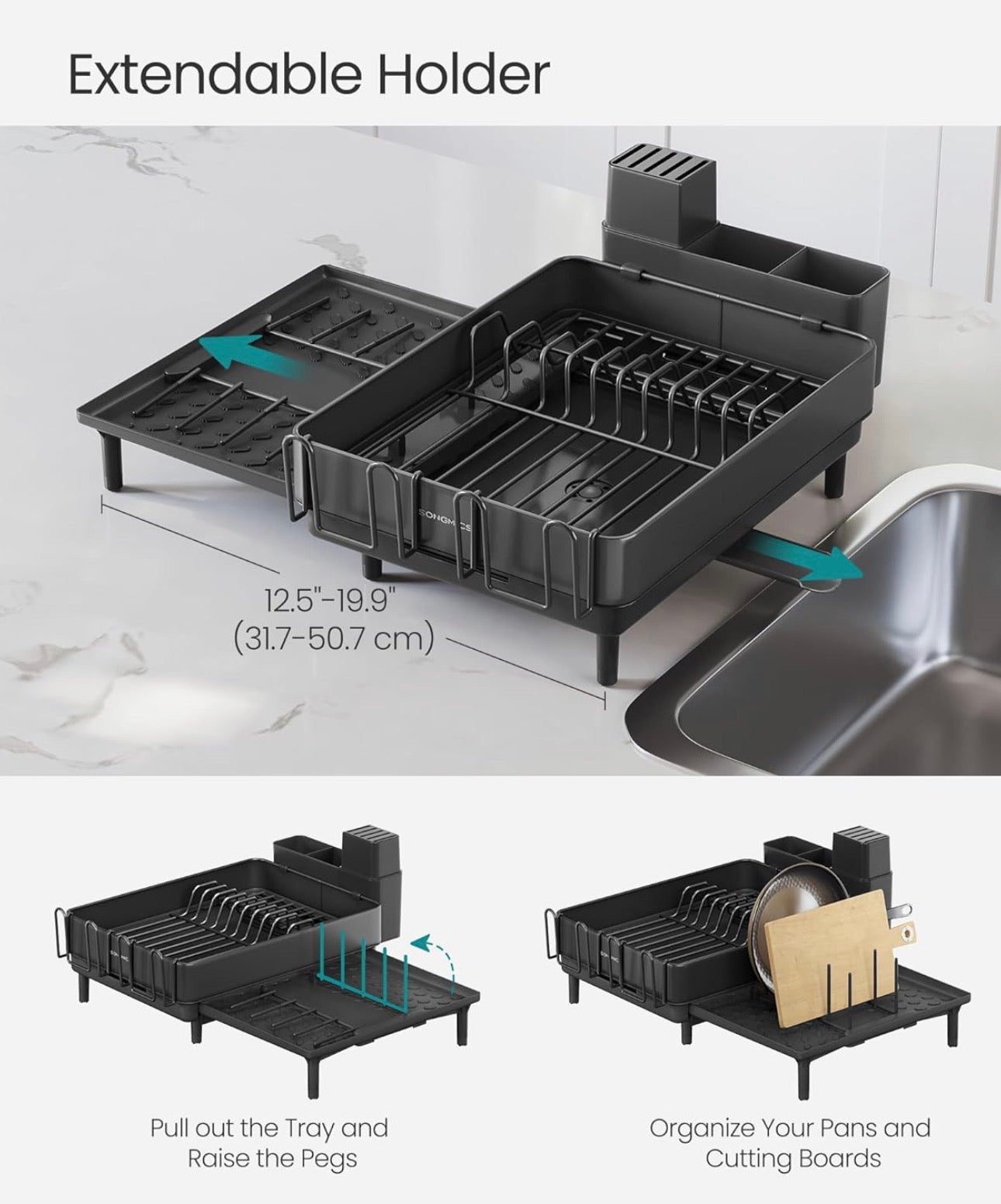 SONGMICS Dish Drying Rack- Black