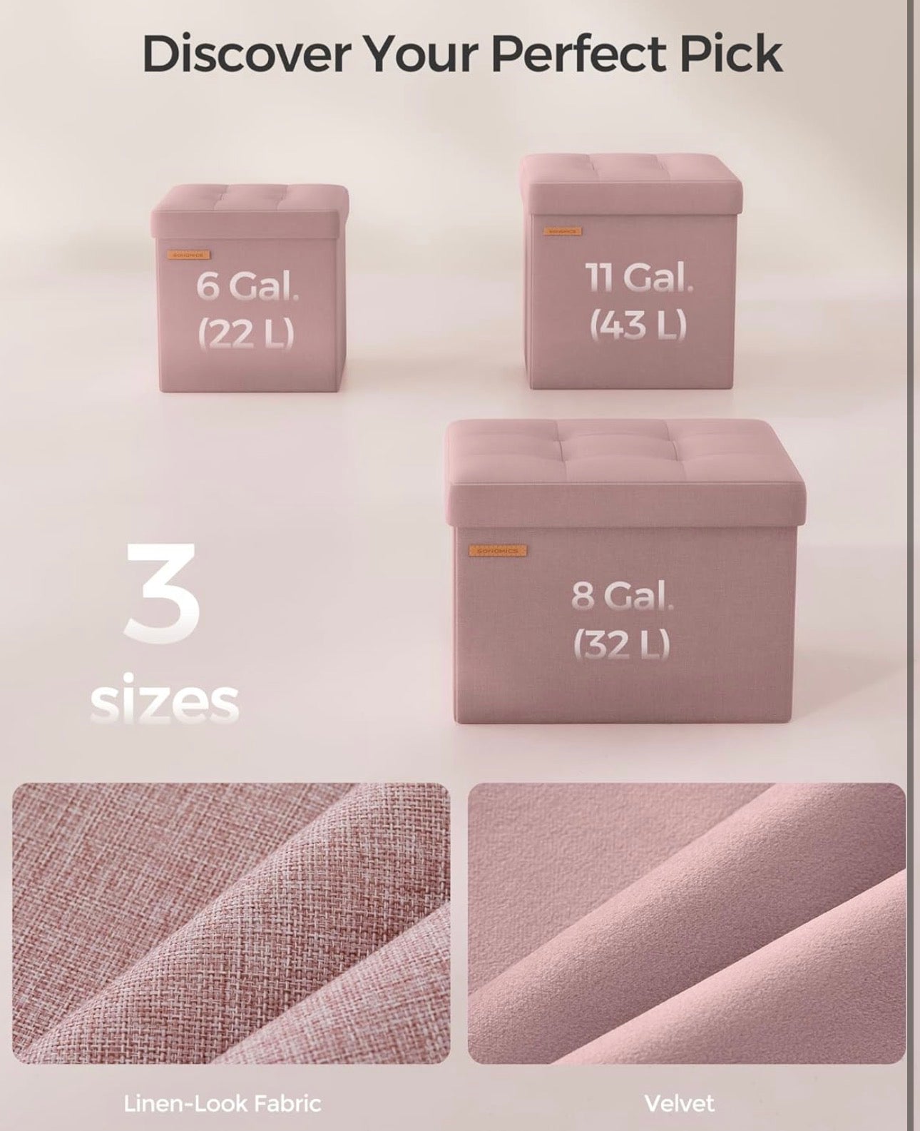 SONGMICS Foldable Storage Ottoman Cube