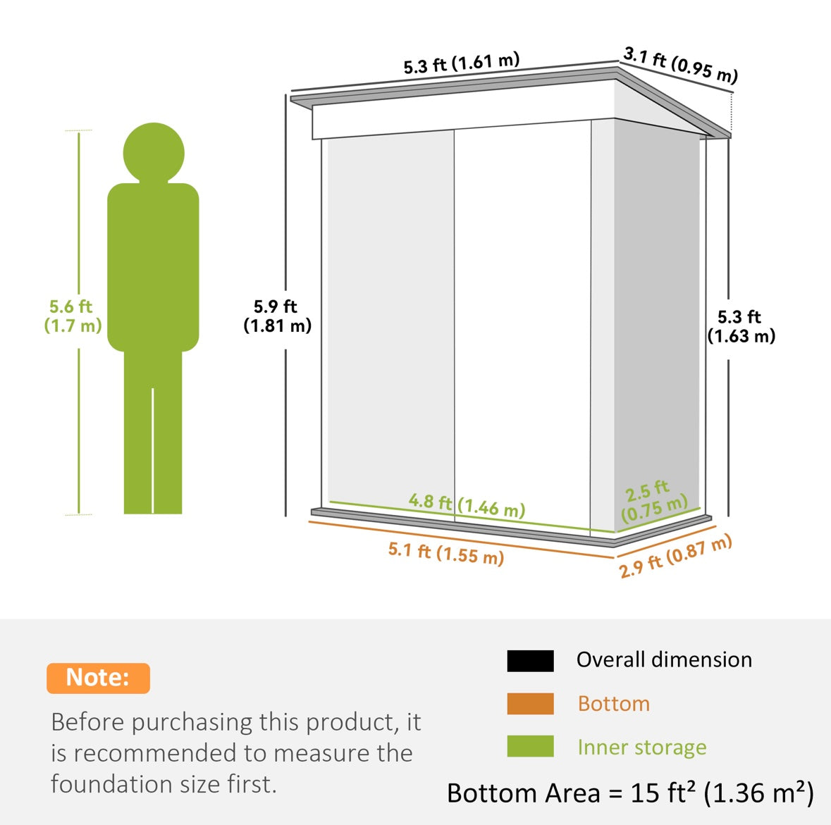 Outsunny Lean-To Steel Garden Storage Shed – Waterproof, Space-Saving, and Durable | Green