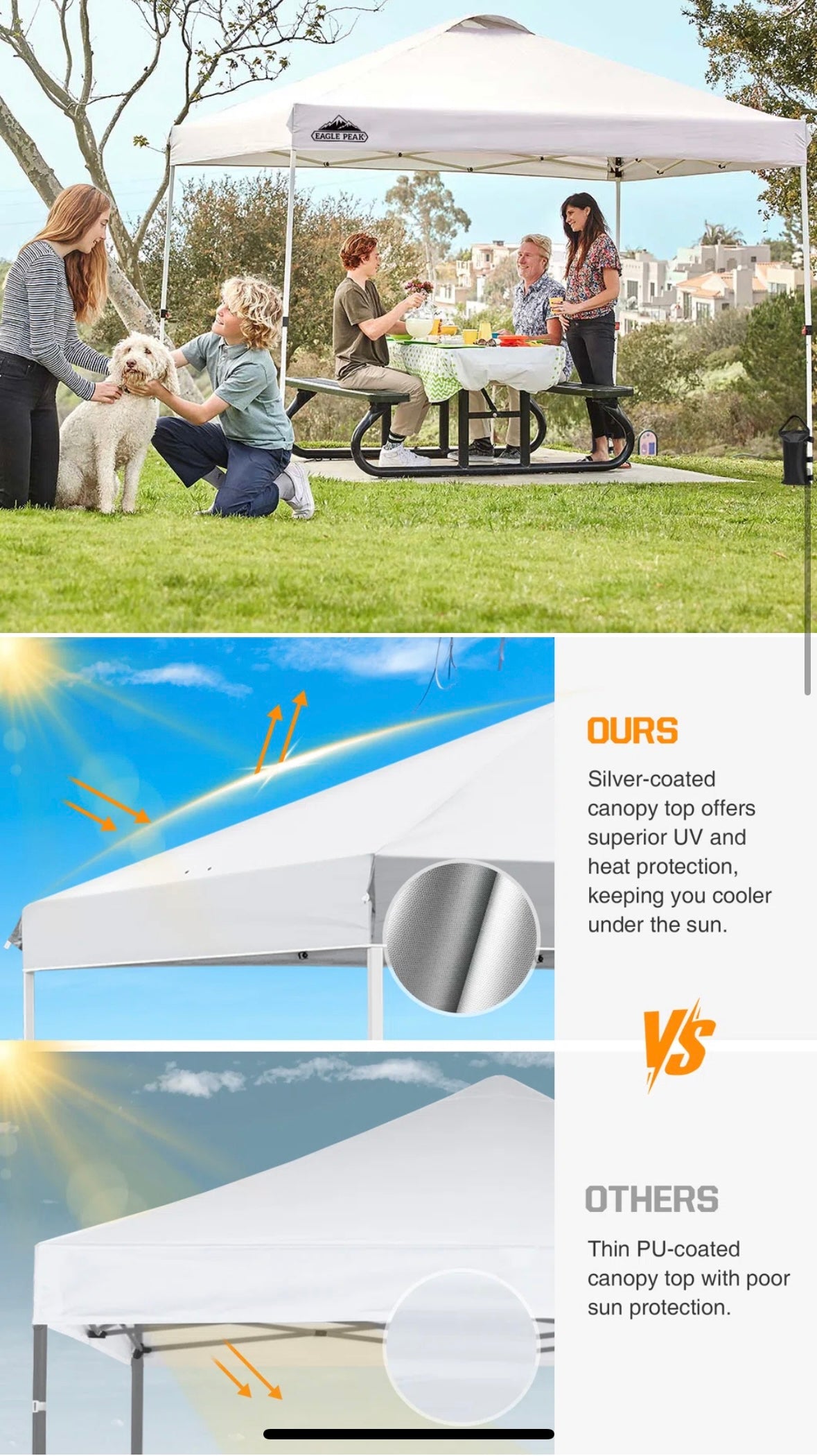 10×10 ft Pop-Up Canopy Tent with Wheeled Carry Bag & Sandbags – Heavy-Duty Steel Frame | UV & Water-Resistant