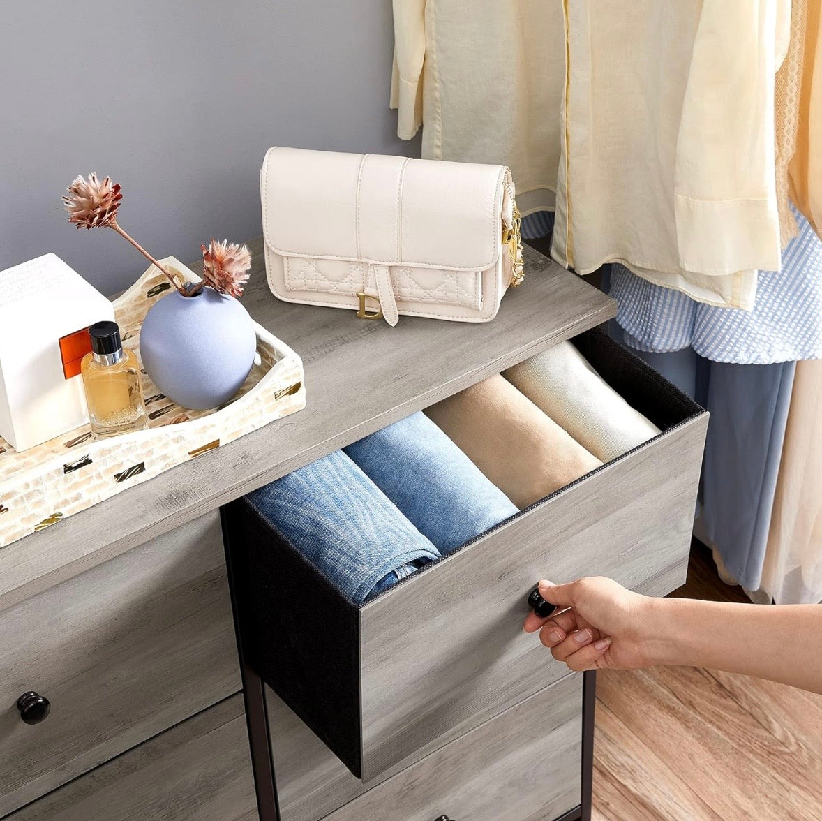 Industrial 6-Drawer Fabric Storage Dresser