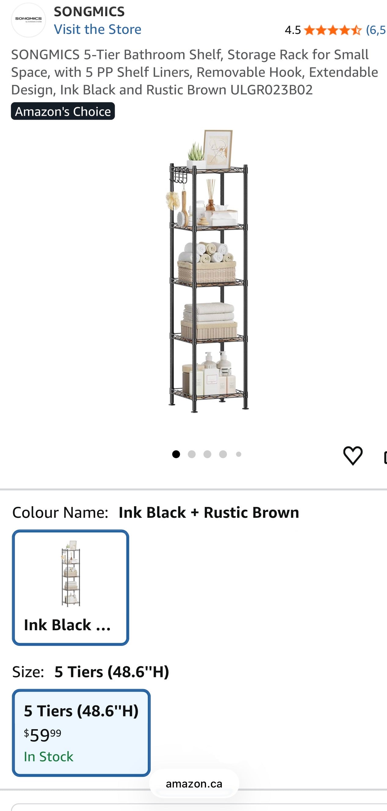 5-Tier Adjustable Metal Storage Shelf
