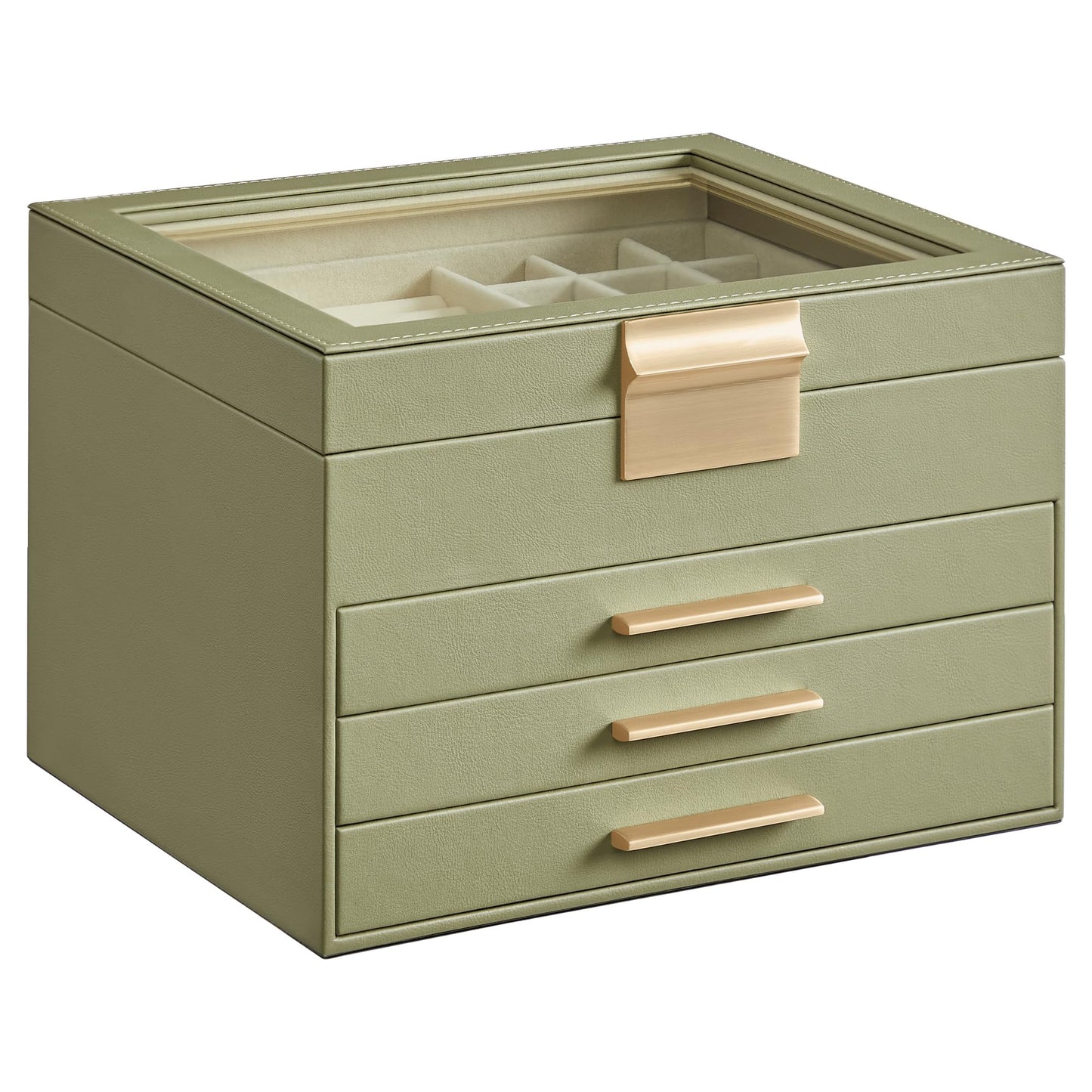 SONGMICS 4-Layer Jewelry Organizer with Glass Lid