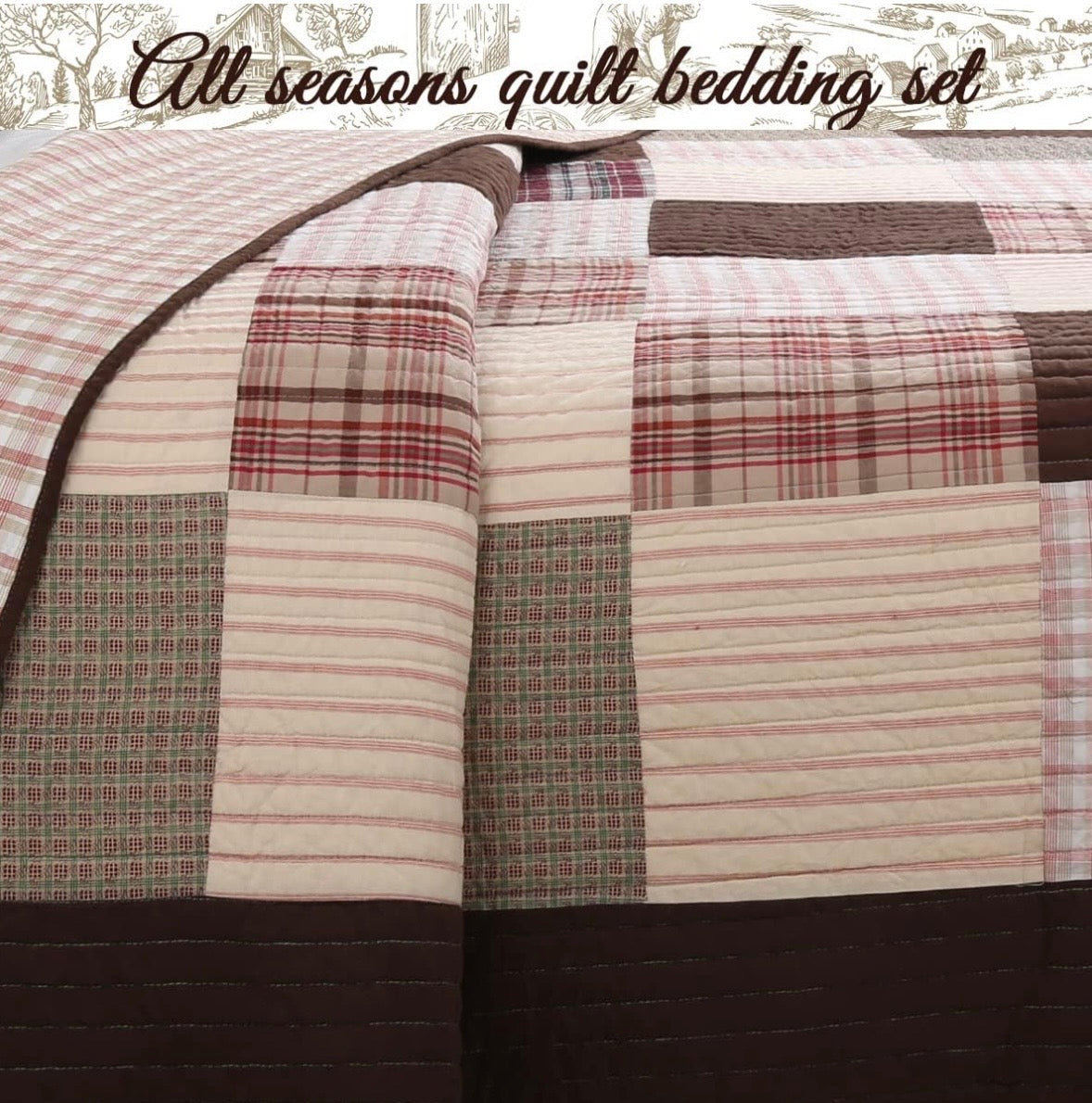 Cozy Line Home Fashions Patchwork Quilt Set – Queen Size