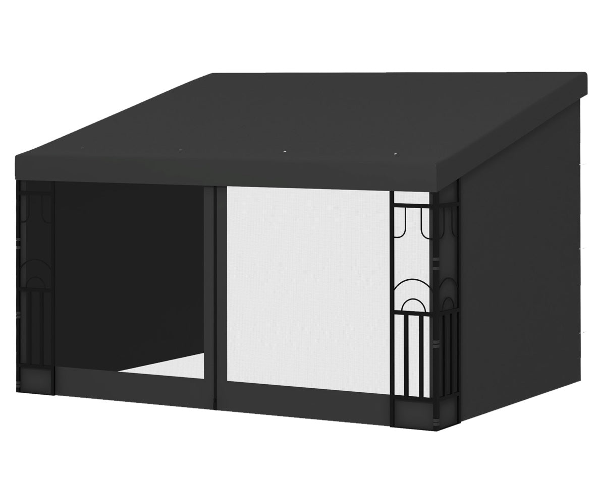 Outsunny Wall-Mounted Pergola with Side Curtains & Netting – Steel Frame | UV-Protected Awning | Modern Design