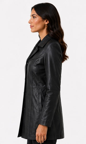 Women’s Leather Jacket with Belt Loops