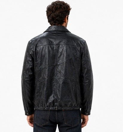 Men’s Patchwork Leather Bomber Jacket