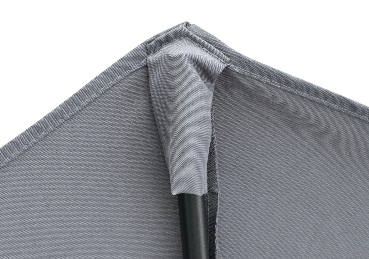 Outsunny Half Patio Umbrella — Wall-Mounted Design with Double-Sided Canopy & Crank Handle (Dark Grey)