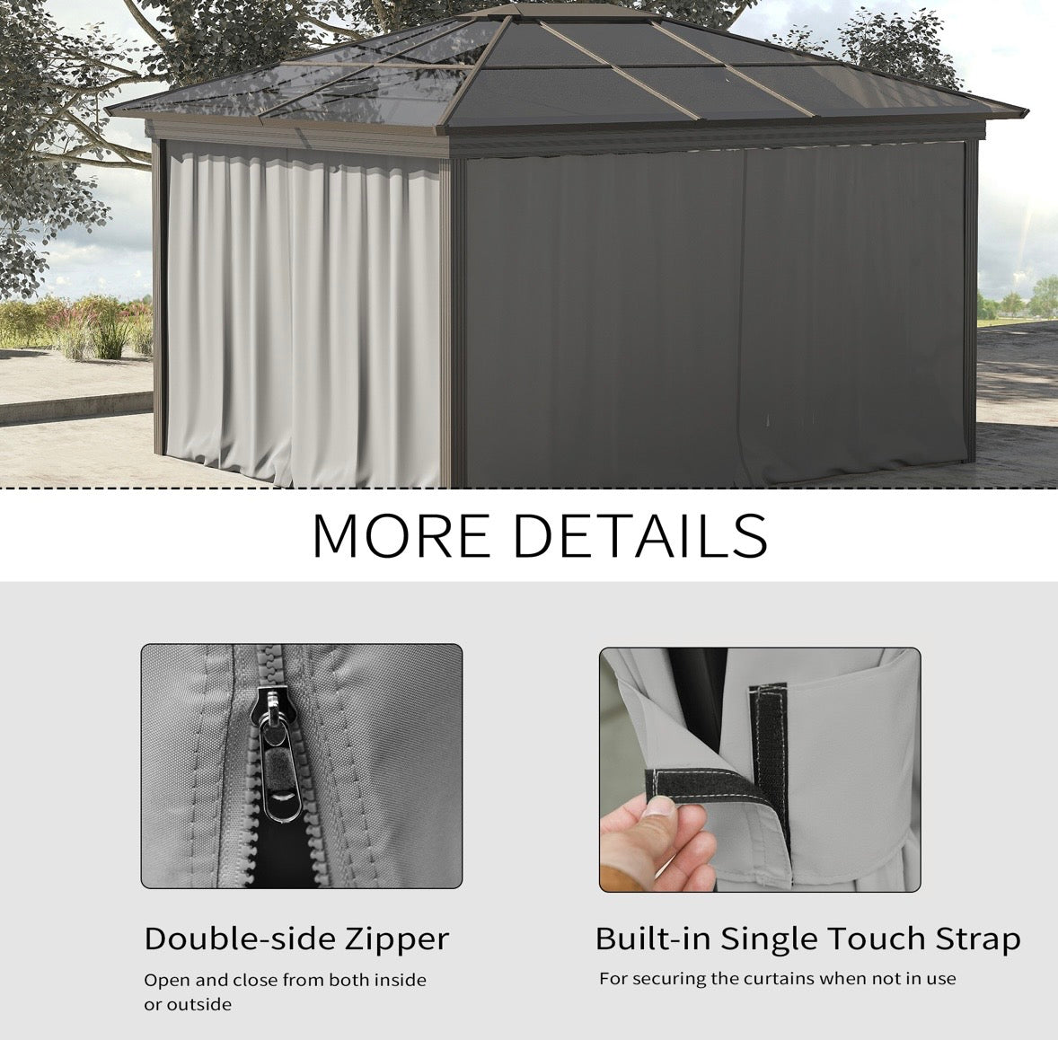 Outsunny 10’ x 10’ Gazebo Privacy Curtain Set
