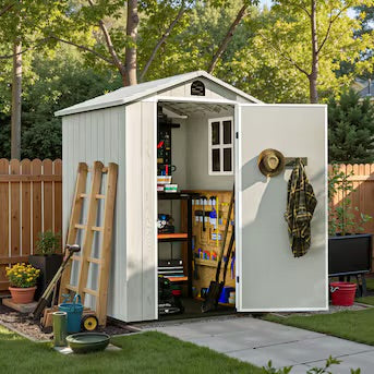Patiowell 4×4 FT Fit-It White Gable Resin Storage Shed