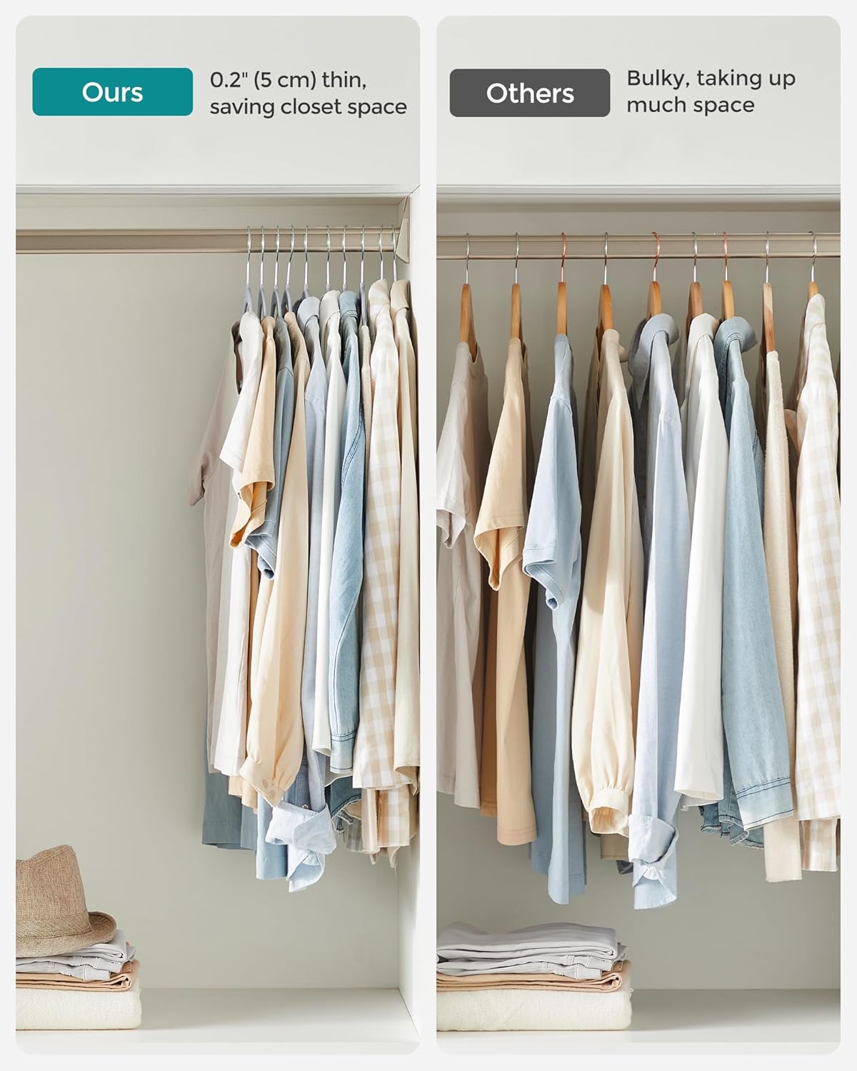 SONGMICS Non-Slip Slim Hangers – 50 Pack