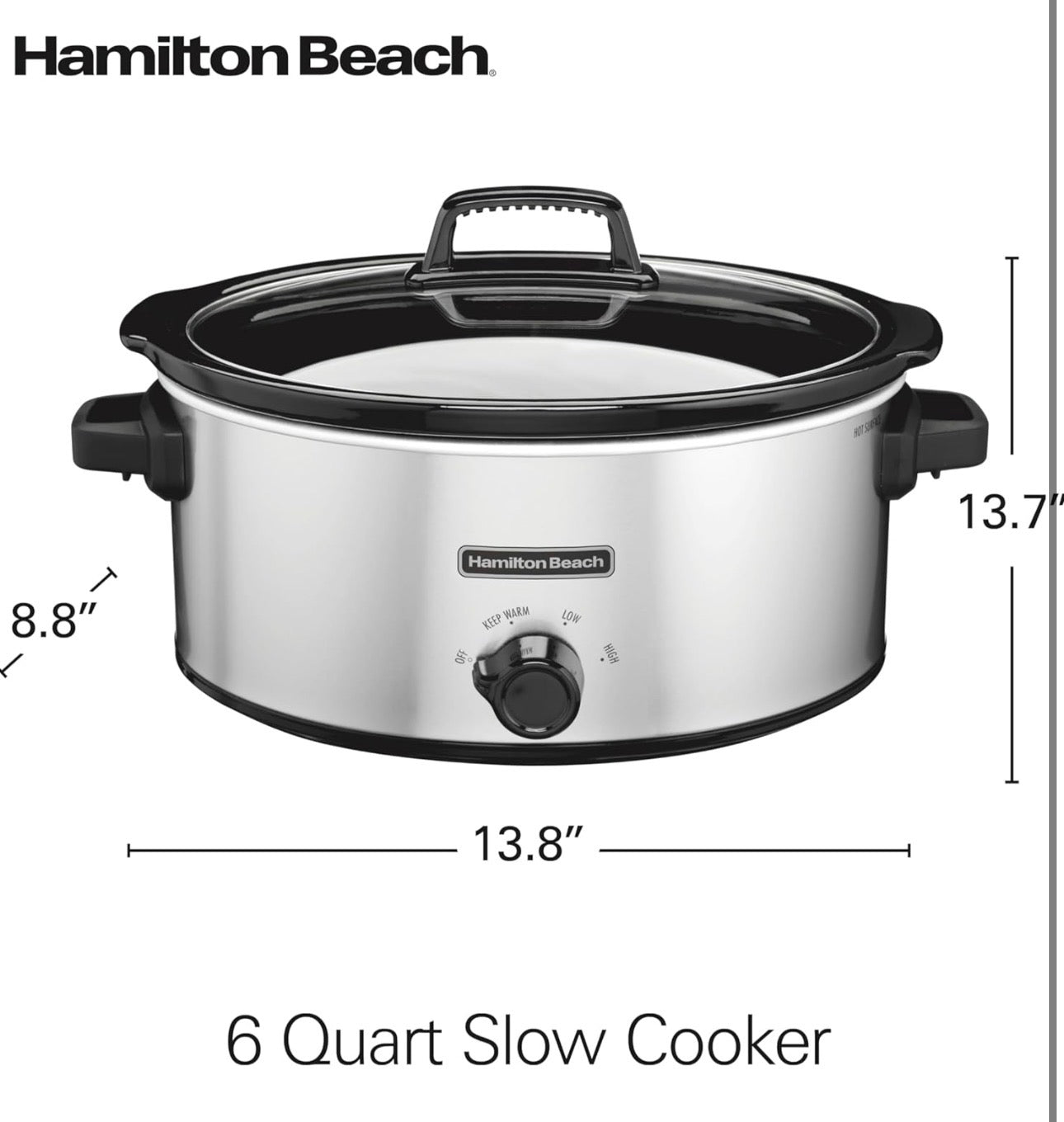 Hamilton Beach 6-Quart Slow Cooker - Like New