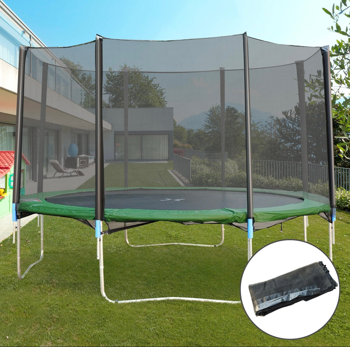 Soozier 12FT Trampoline Safety Enclosure Net with Poles — UV-Resistant Protective Net (Frame & Poles Included)