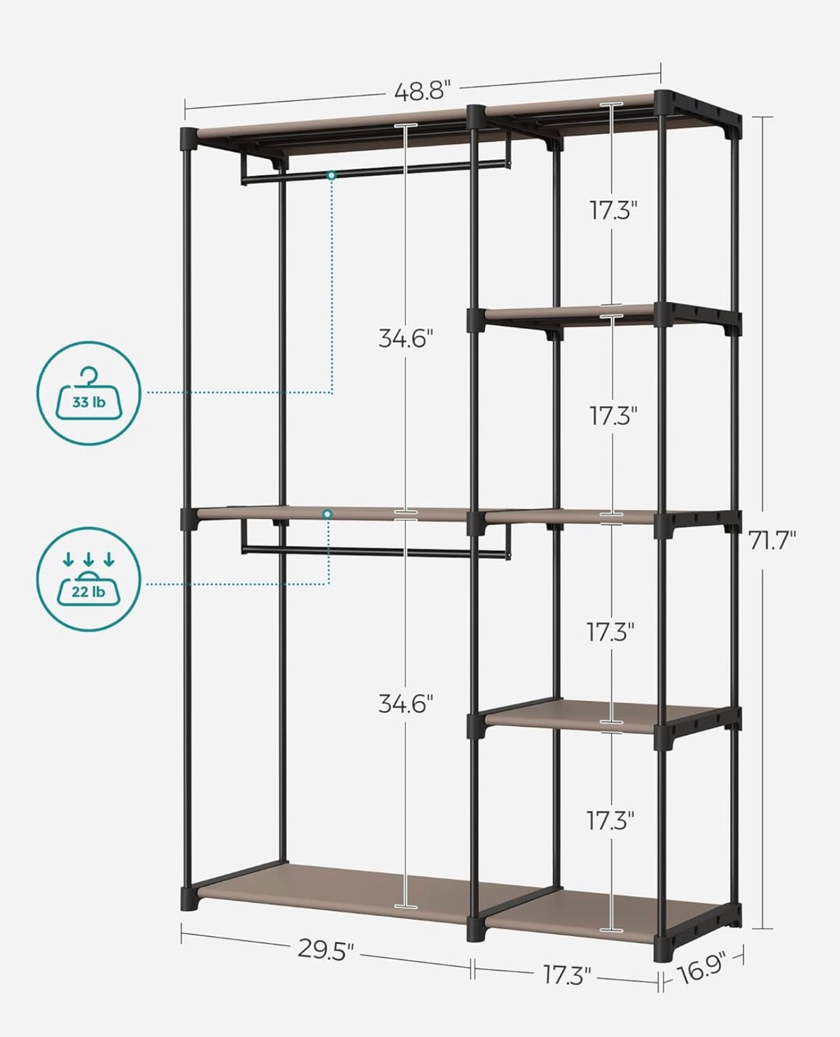 SONGMICS Portable Closet Organizer
