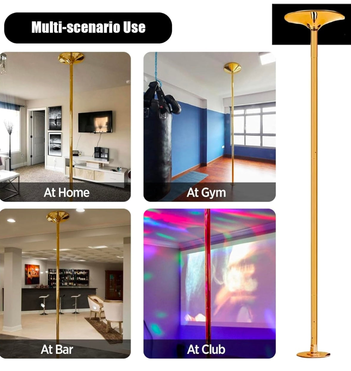 Heavy-Duty Adjustable Dance Pole – Static & Spinning Modes