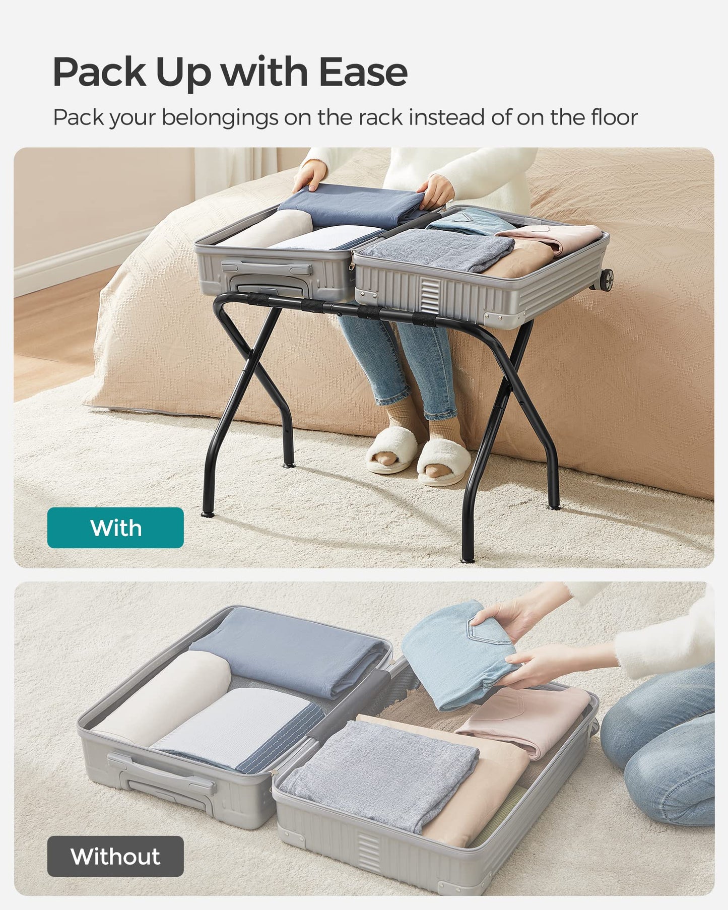SONGMICS Foldable Luggage Racks – Set of 2