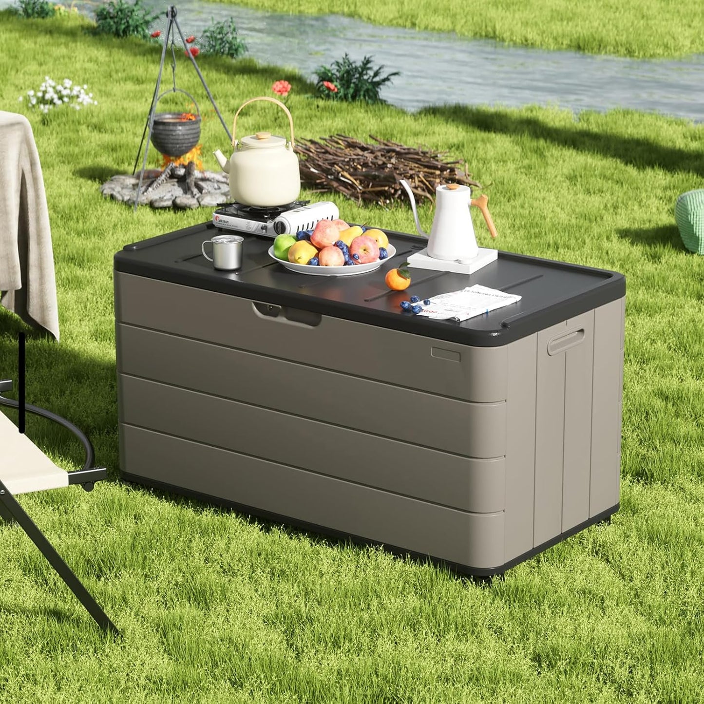 ZZM 100-Gallon Resin Deck Box with Wheels