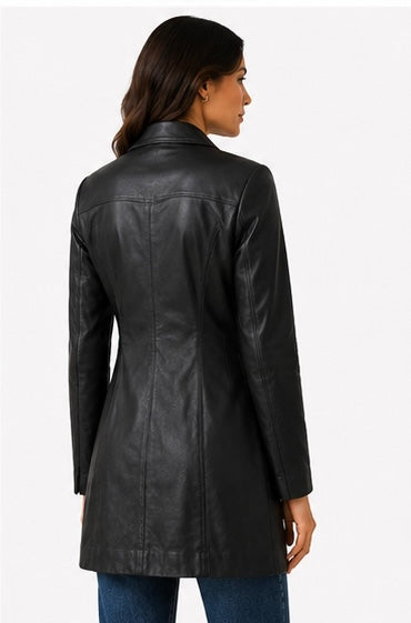 Women’s Longline Leather Jacket - Large