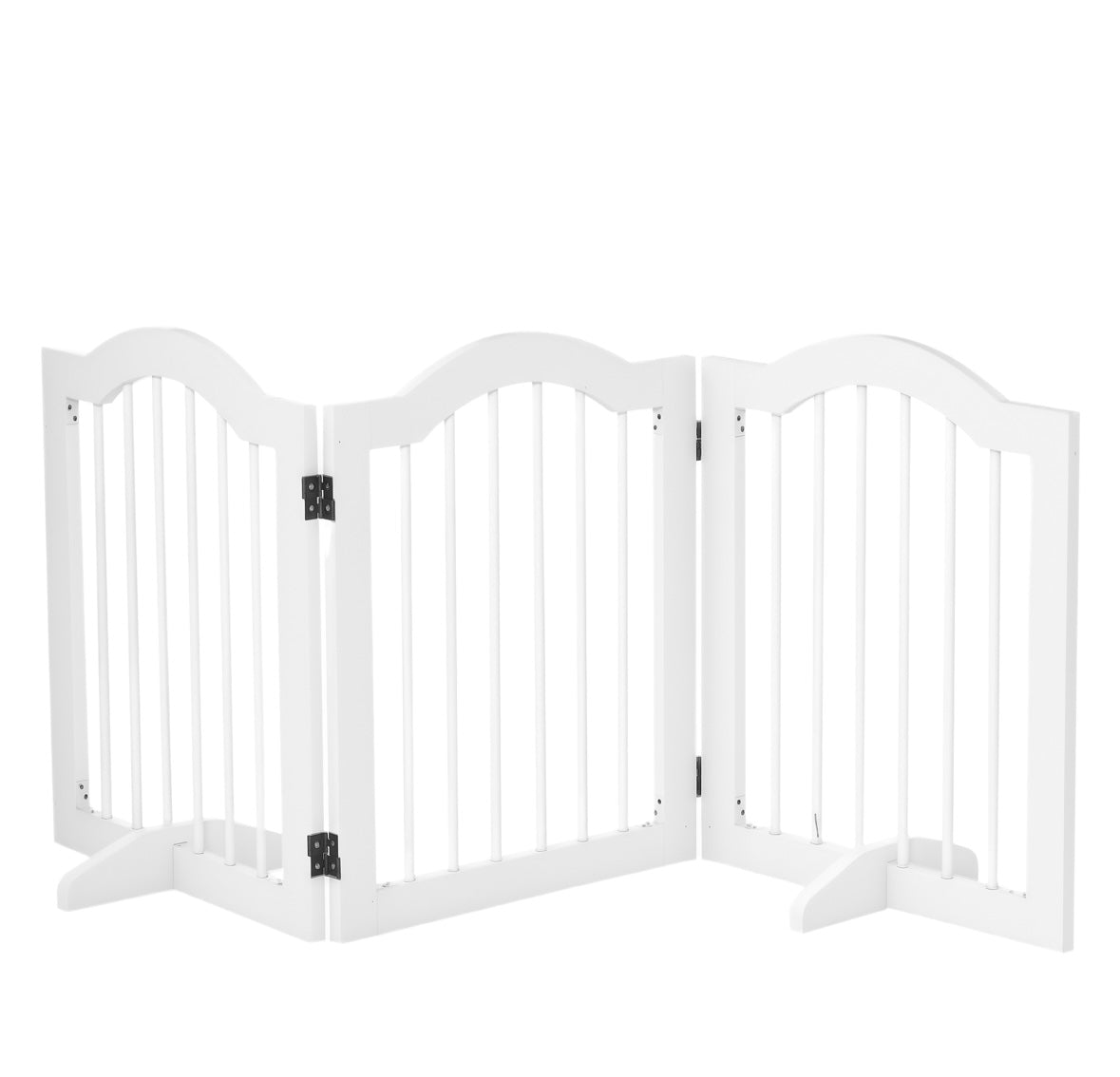 Foldable Freestanding Pet Gate – Wooden Indoor Dog Barrier with Supports & Space-Saving Design