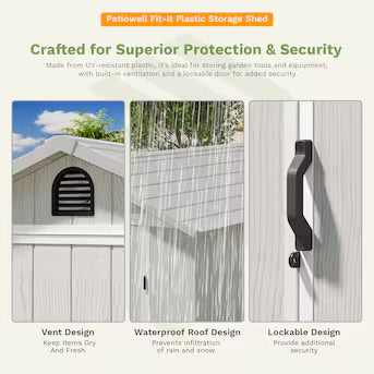 Patiowell 4×4 FT Fit-It White Gable Resin Storage Shed