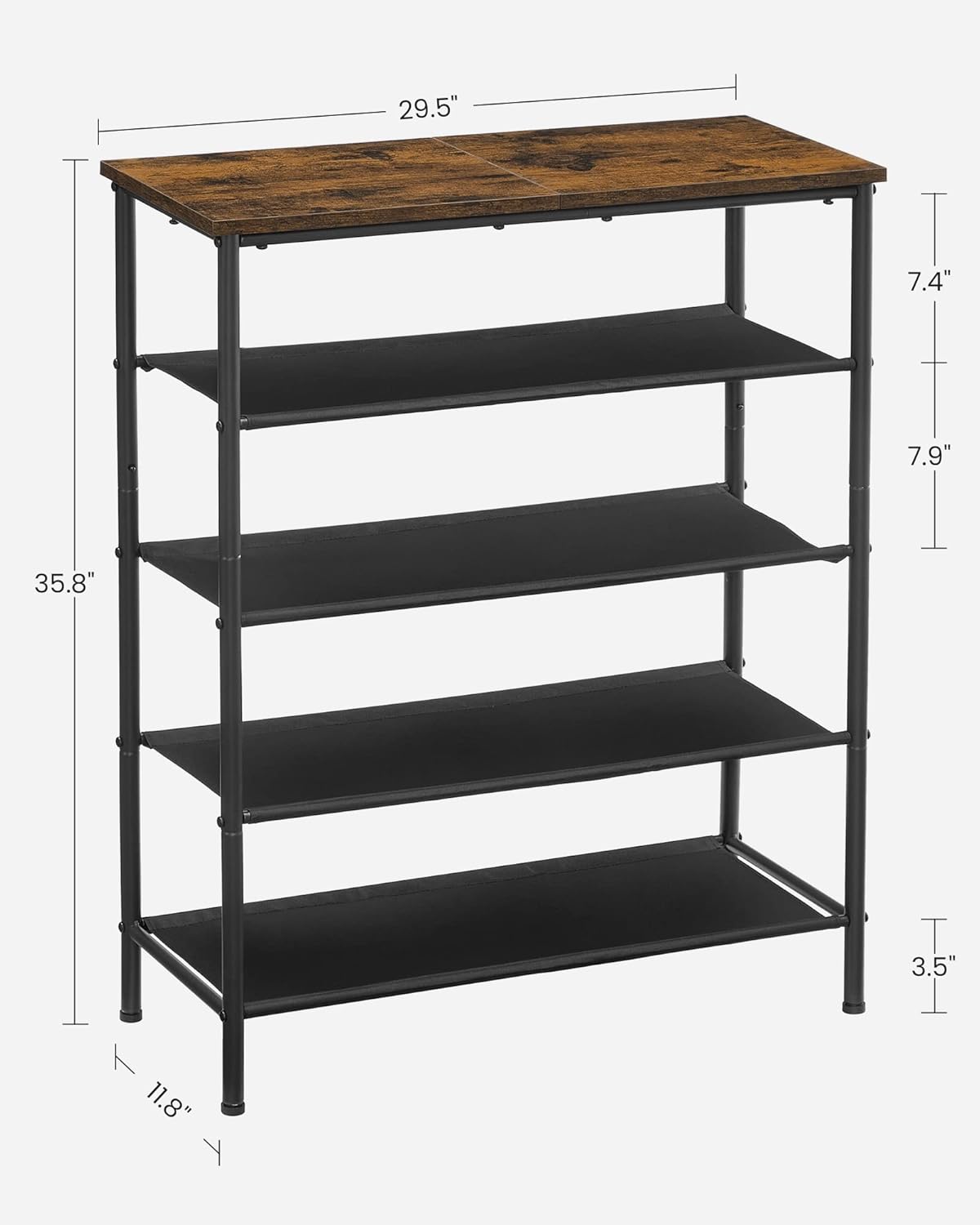 VASAGLE 4-Tier Shoe Rack with Top Panel