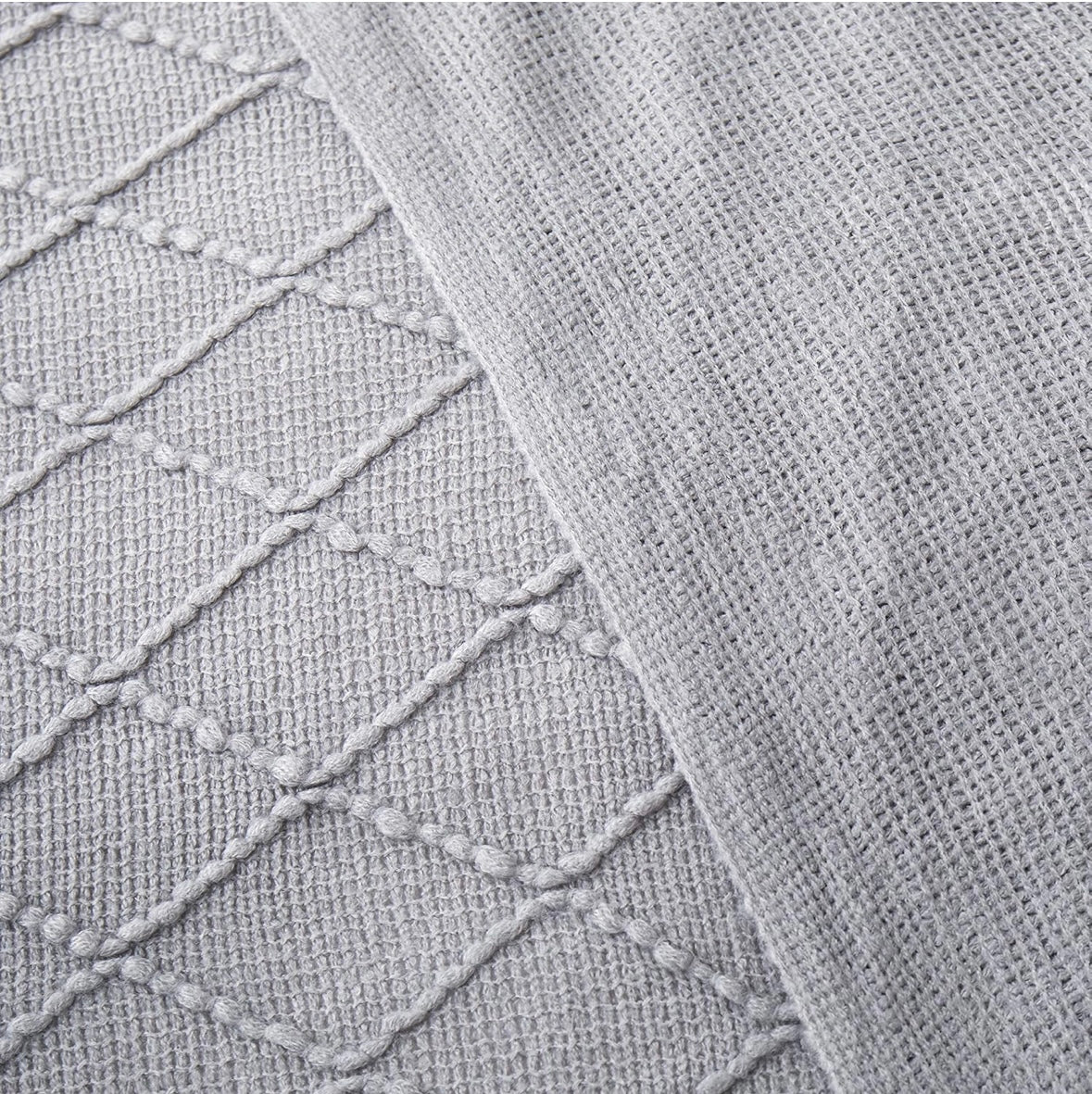 NEW – Counfeisly Grey Acrylic Knit Throw Blanket with Tassels – 50” x 60”